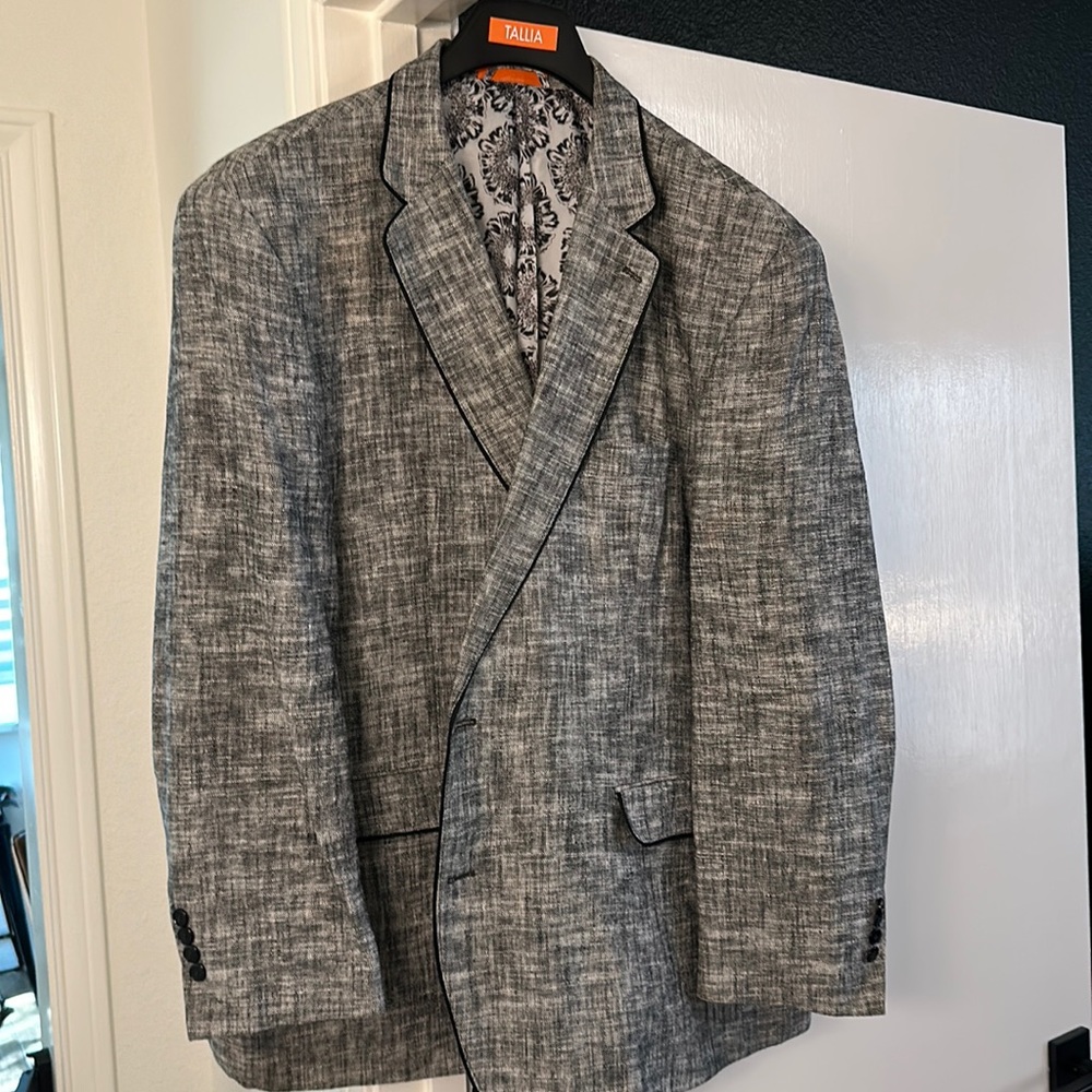 Tallia - Men’s Blazer - Grey with Black Piping - Size 50R